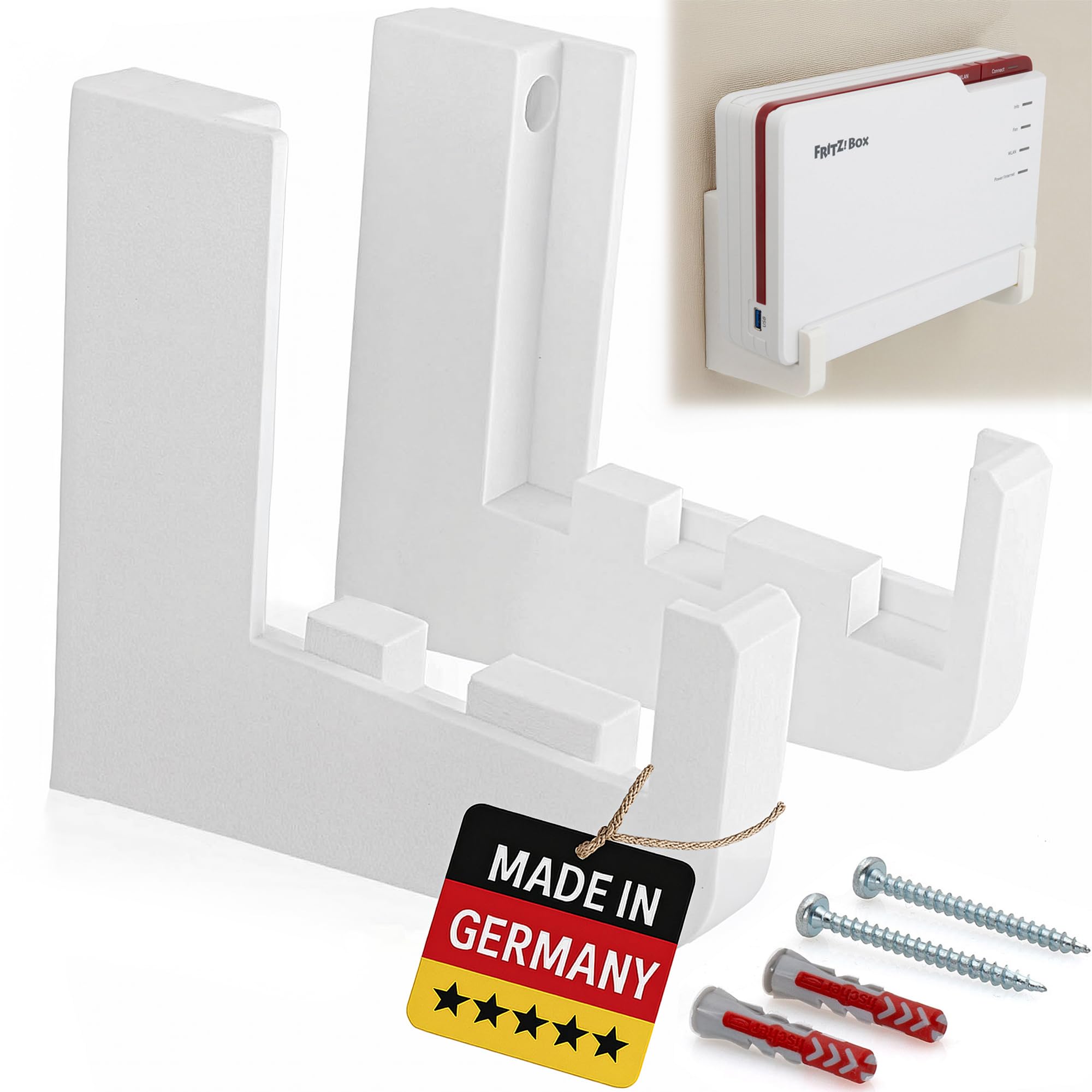Wandhalterung für AVM Fritz!Box 5690 Pro – Robuste Halterung aus Kunststoff für Fritzbox 5690 Pro Fiber Router, weiße AVM 5690 Pro Halterung – Made in Germany