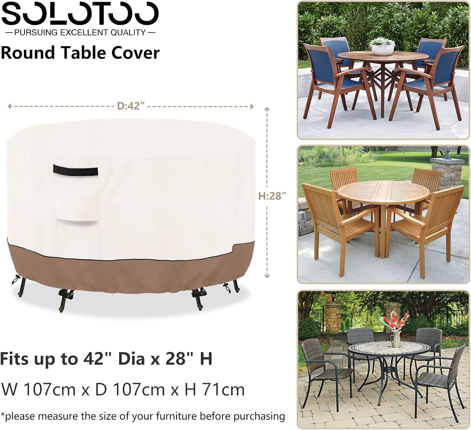 Outdoor Round Table Cover with Patio Round Table Cover