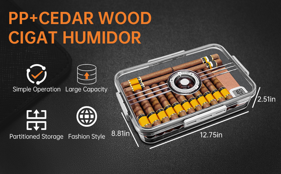 Amazon.com: CIGARLOONG Cigar Humidor, Humidifier and Hygrometer