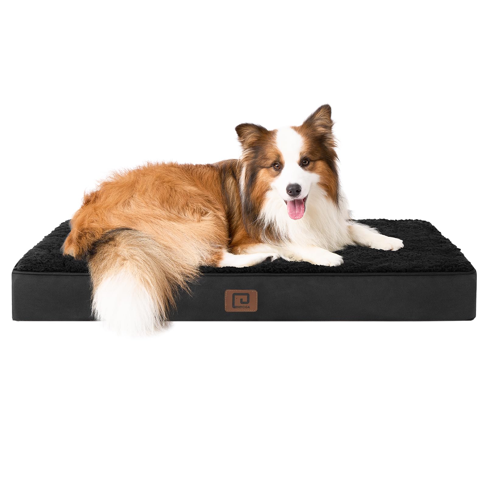 EHEYCIGA Cuccia Cane Interno Taglia Grande L, (91L x 69W cm) Ortopedica Cuscino per Cani, Cuscino Cane Sfoderabile e Lavabile, Ortopedico Lettino per Cani, Orthopedic Dog Bed, Nero