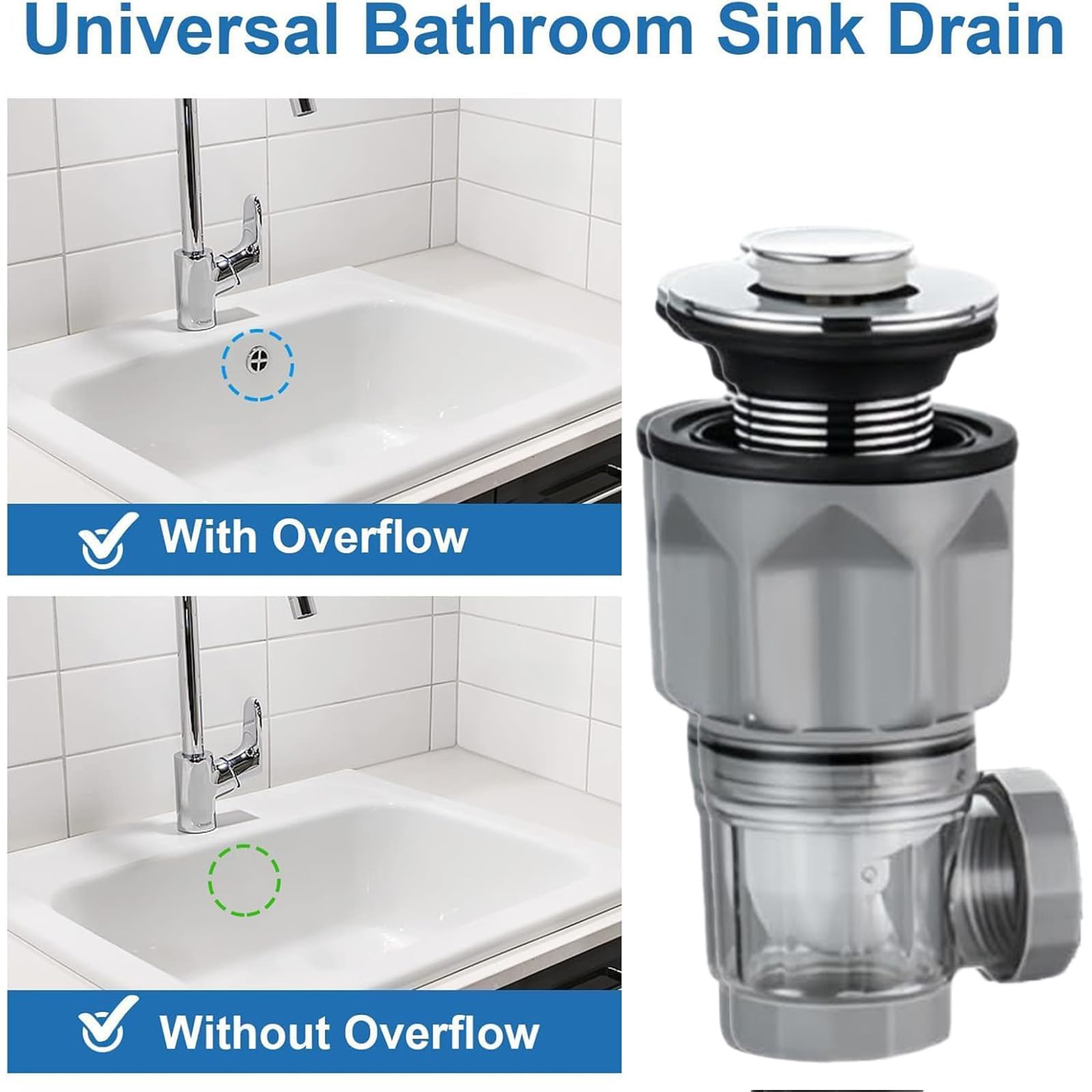 Kit Scarico Lavandino GUOYOU | Sifone Estensibile 300-1000mm, Con Filtro Pop-Up - Foto 9