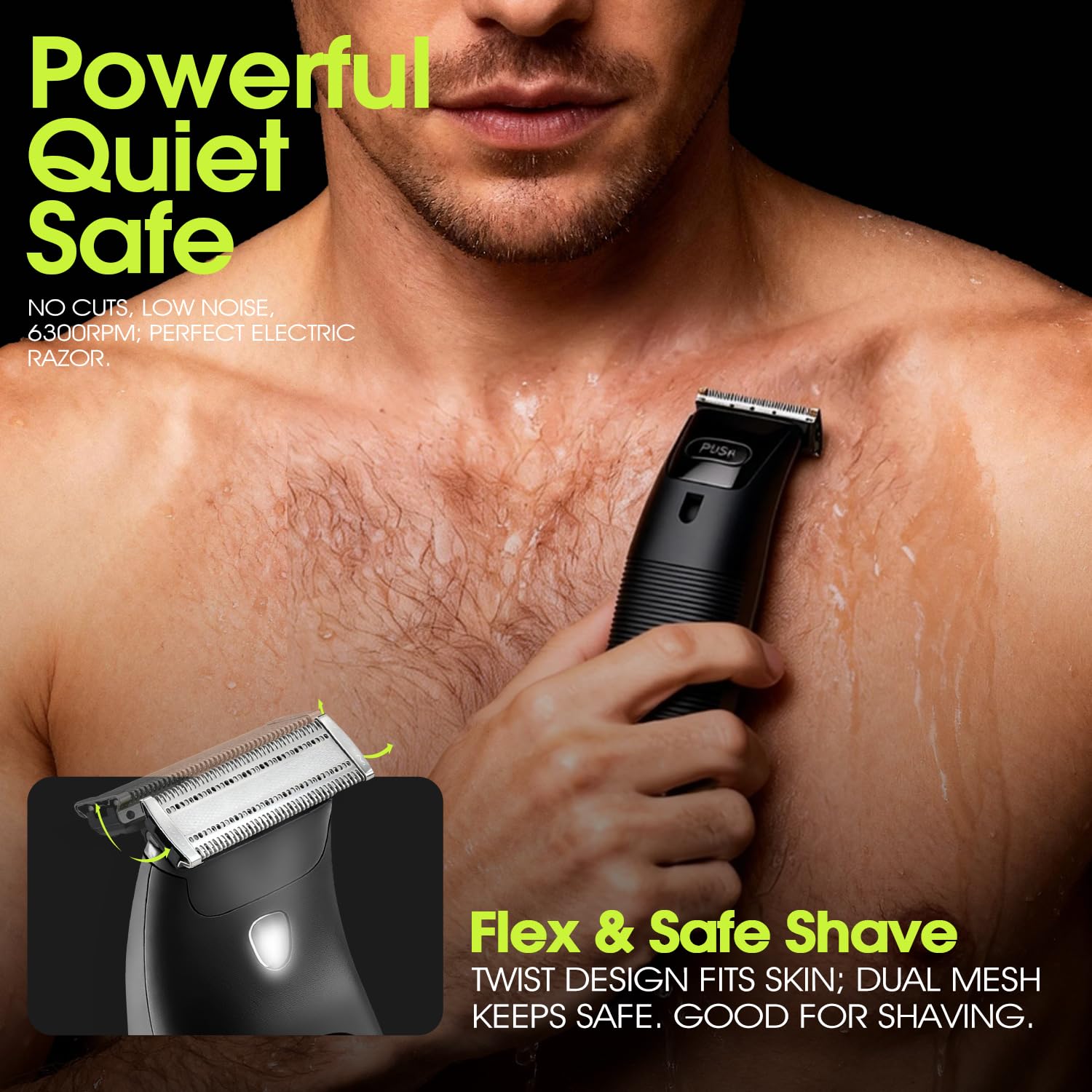 DSP Regolabarba per uomo, per viso e barba, impermeabile, con display a LED, ricarica di tipo C, per viso, gambe, braccia e aree intime