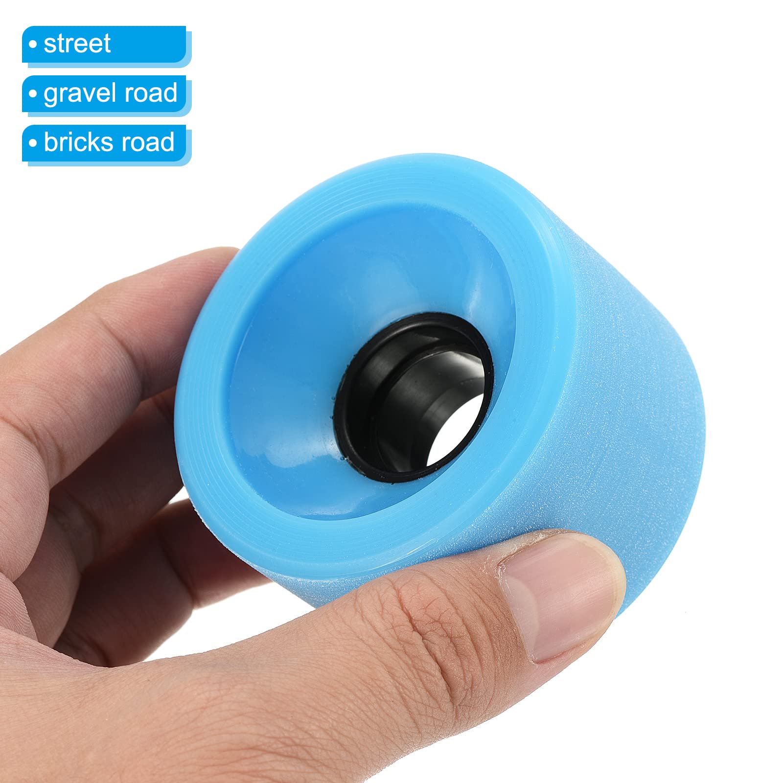 PATIKIL Lot de 4 roues souples pour longboard 78A 65 mm 78A en PU givré, bleu