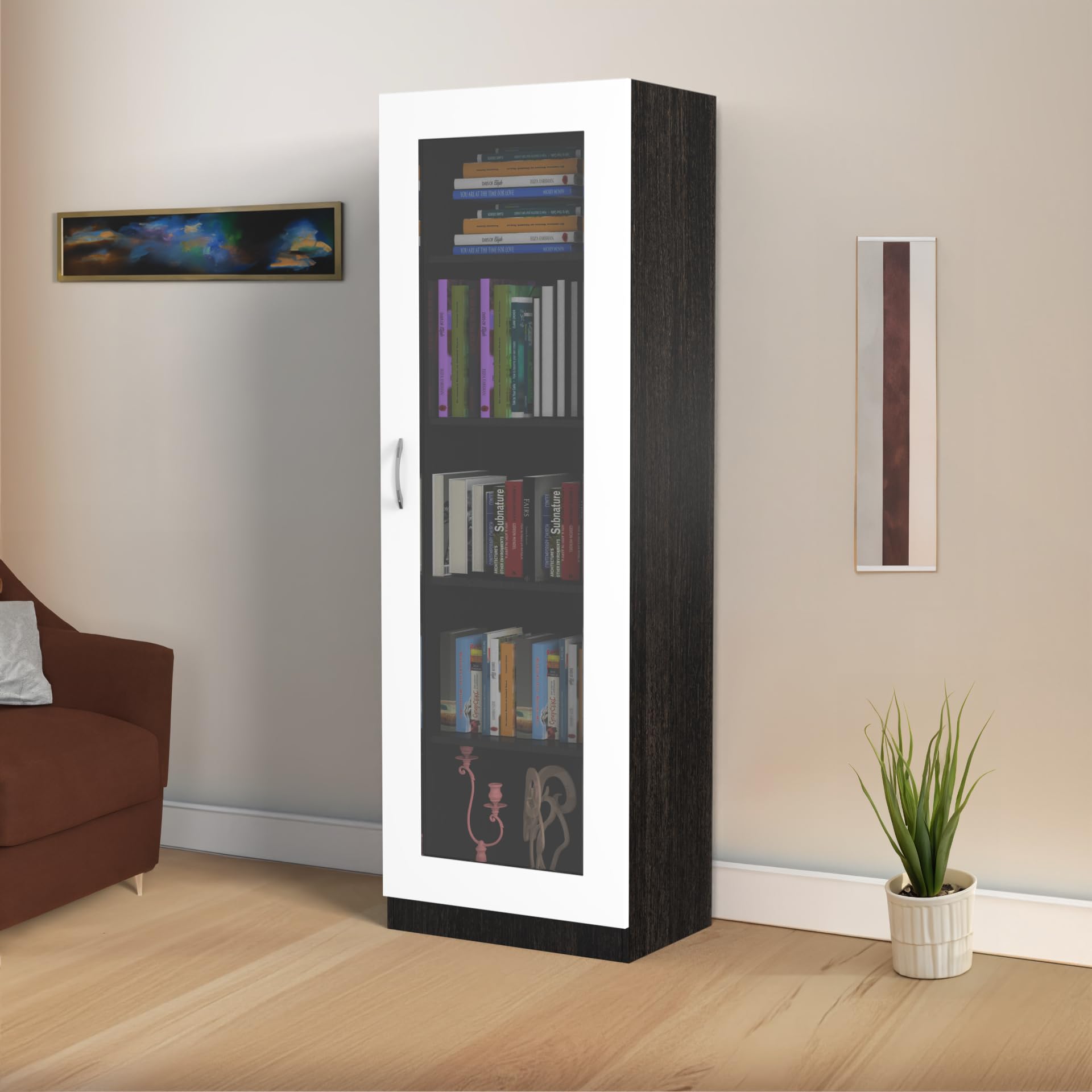 NEEHV HOME Wooden Rose Bookshelf with Door for Living Room | Bed