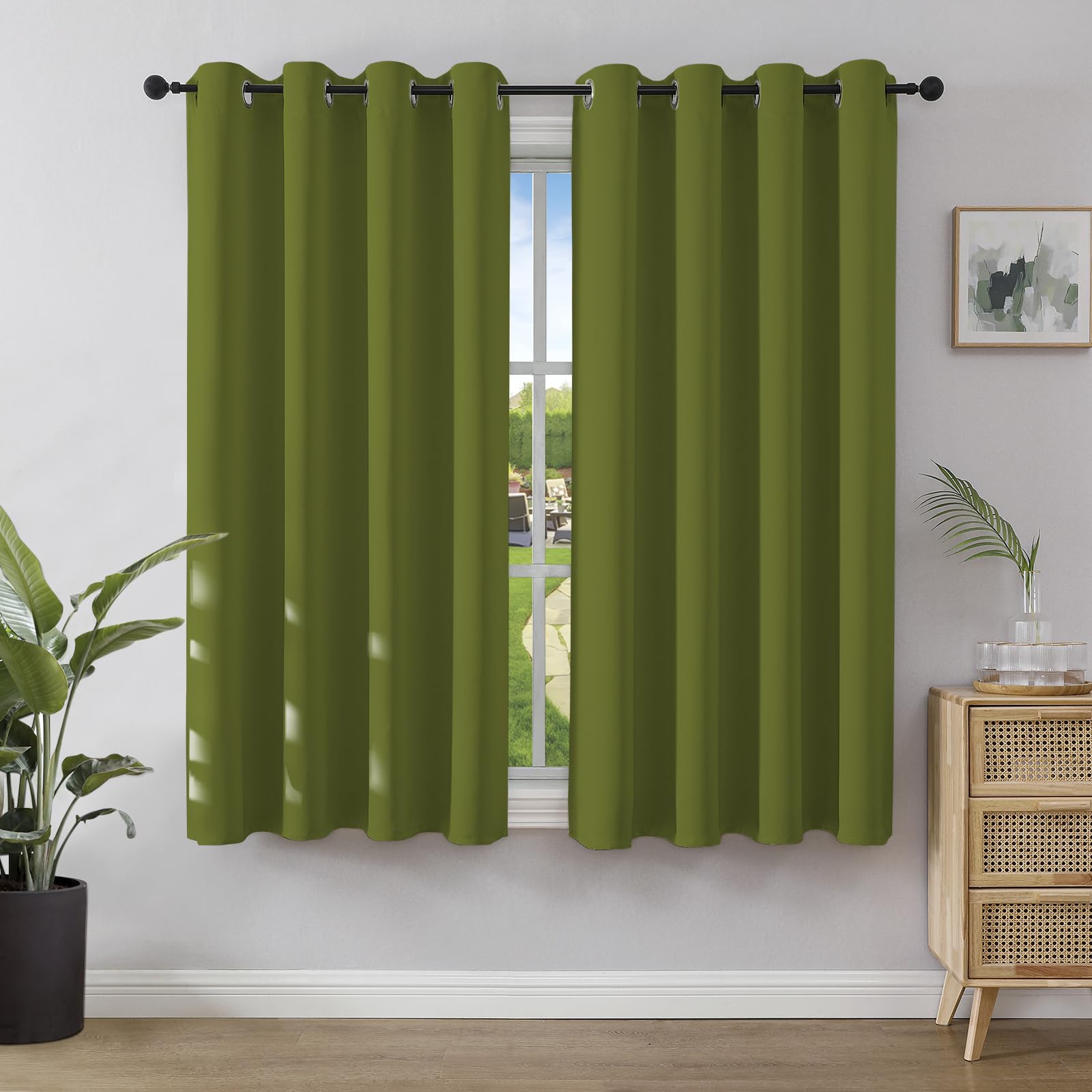 Joydeco Rideau Occultant 2 Pièces, Rideau Thermique Isolant Anti Chaleur Tenture Opaque à Oeillets Isolation Lumiere Anti UV Decoration Chambre Maison Salon Intérieurs