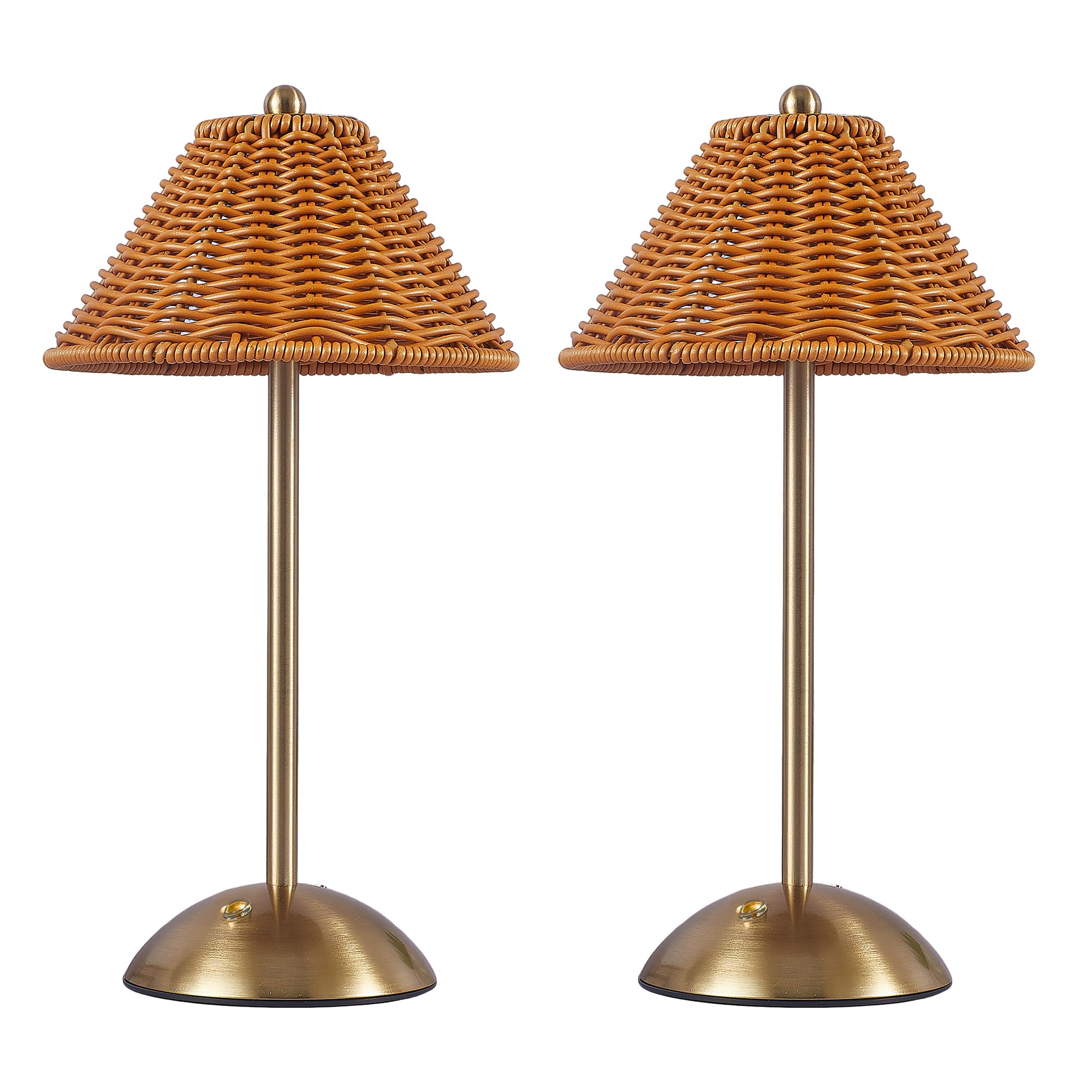 Photo 1 of 2 Pack Boho Woven Table Lamp, LED Rechargeable Night Light (Orange Brown)