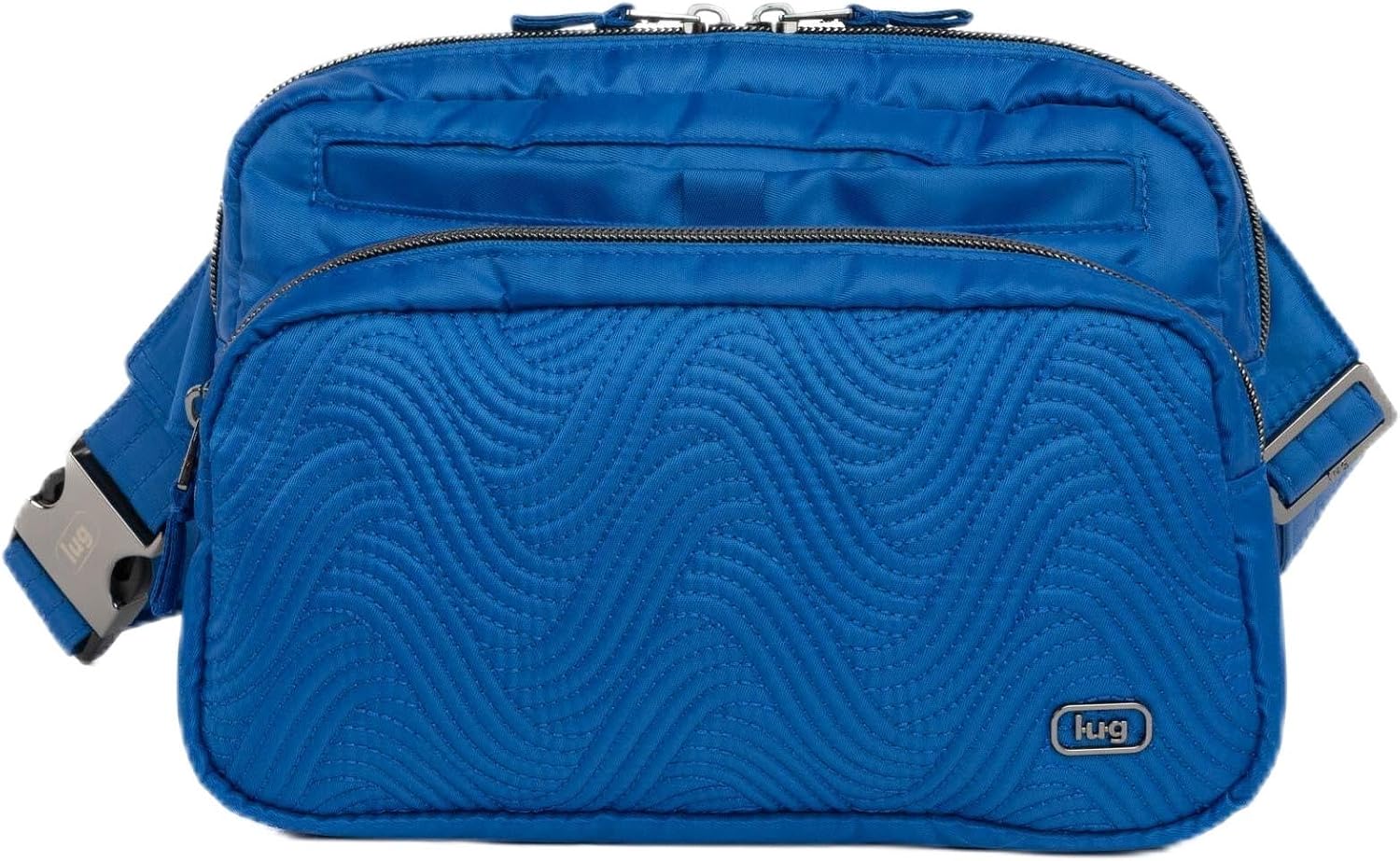 Lug Double Back Belt Bag, AZURE BLUE - Hands-Free Crossbody with RFID Protection and Adjustable Strap