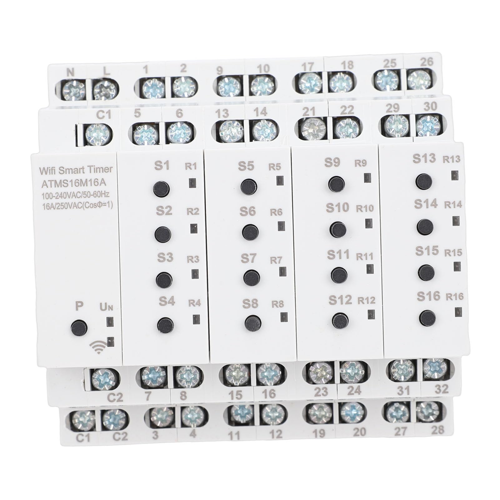 SIXRUN WiFi Smart Switch APP Steuerung Smart Timer Schalter ABS PC 16 Kanal 16A Sprachsteuerung Externer Schalter Unterstützung für Home Office Beleuchtung Pumpenlüftersteuerung