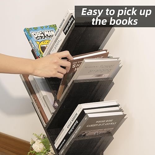 Miniatura 6 de SHEEPAM Estantería de 5 niveles, estantería de escritorio pequeña con organizador de almacenamiento, estantería de madera, estantes de exhibición de