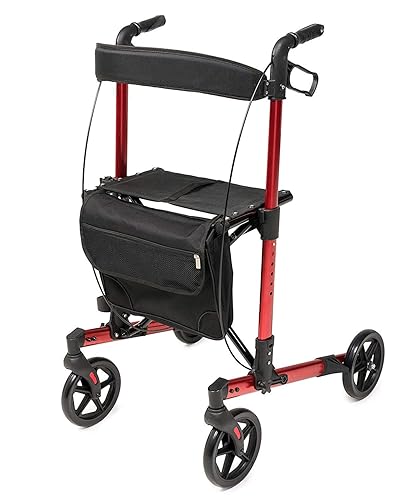 Lumex Allura LX - Rodillo alto con asiento, un elegante andador con ruedas grandes de 8 pulgadas, color negro, LX5000LXBK