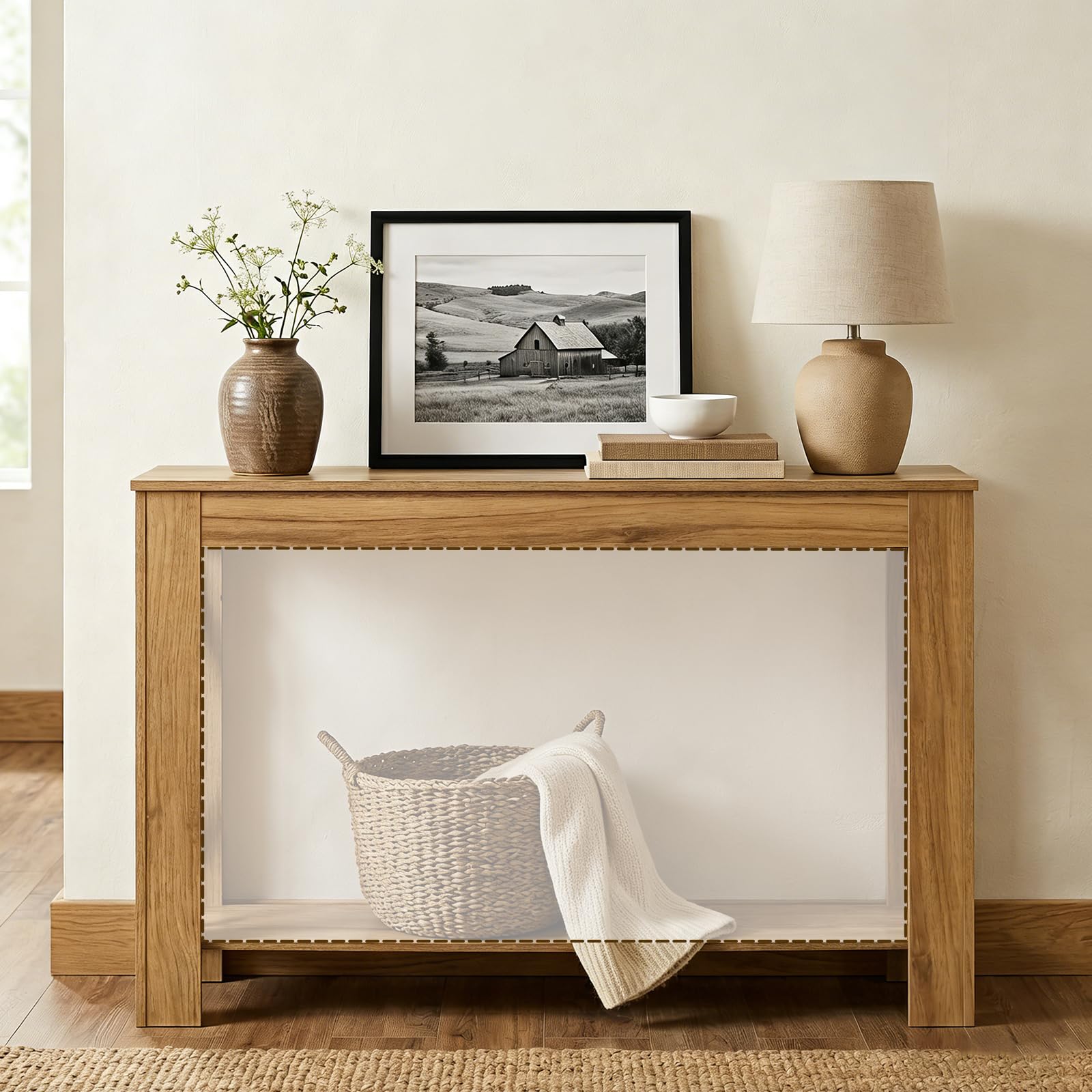 YATINEY Mesa de Consola con Almacenaje, Mesa de Sofá de Estilo Rústico, Mueble Estrecho de Recibidor, para Pasillo, Entrada de Escalera, Entrada, Marrón Claro XCT34VV