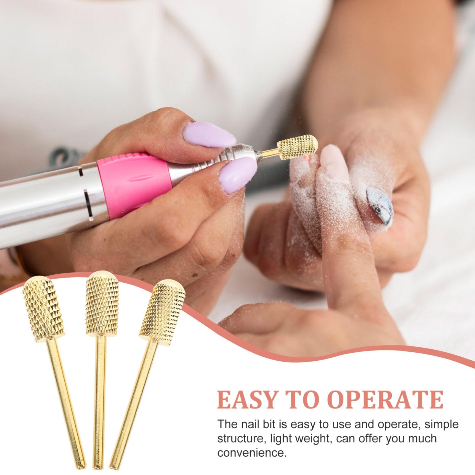 FRCOLOR 3pezzi Punte Per Unghie Set Punte Per Trapano Per Manicure e Pedicure Adatte Per e Facili Installare e Utilizzare Per Unghie Acriliche e Rimozione Gel