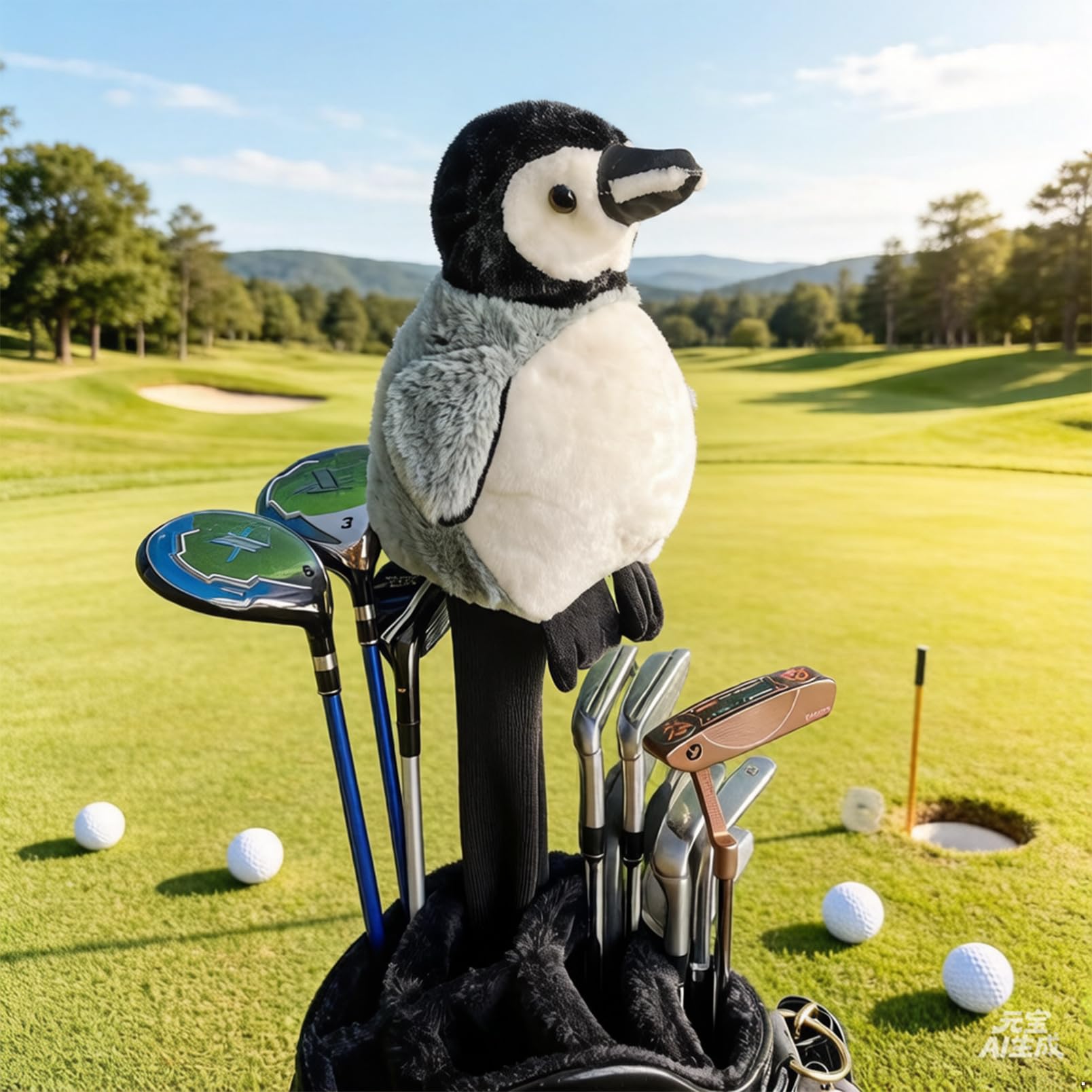 dPois Protector de Cabezal para Palo de Golf Estilo Pingüino Funda Suave para Madera Accesorio Deportivo