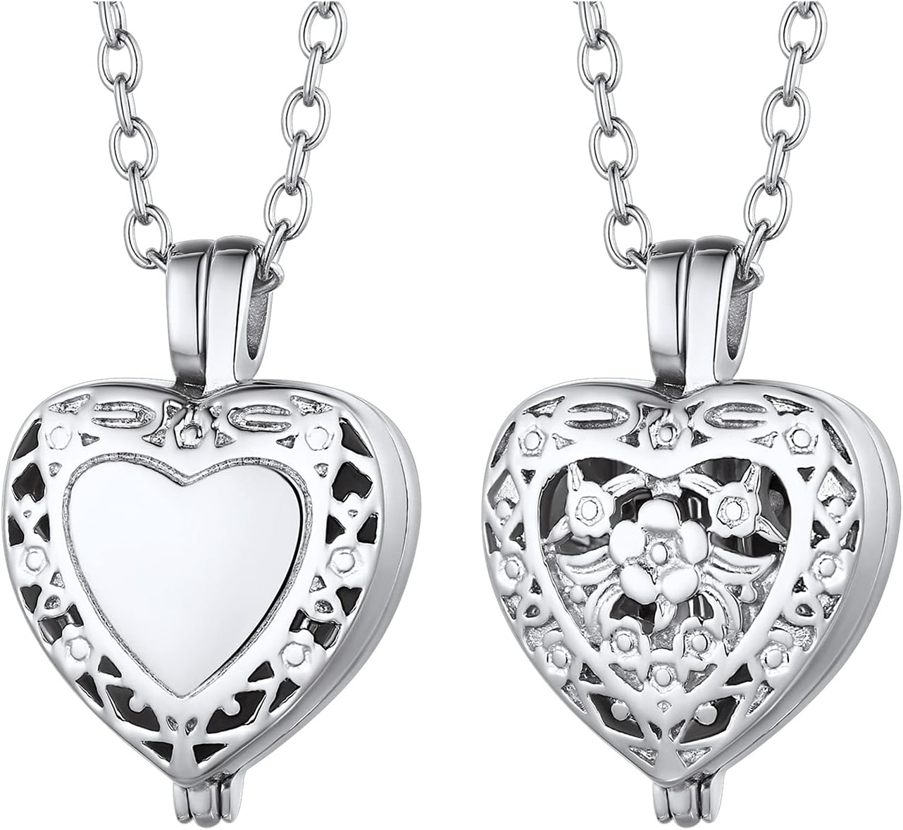 FindChic Customized Heart Shaped Urn Necklaces for Ashes with Custom Picture/Birthstone Stainless Steel/18K Gold Plated Claddagh/Angel Wing Pendant Waterproof Keepsake Cremation Jewelry, with Gift Box