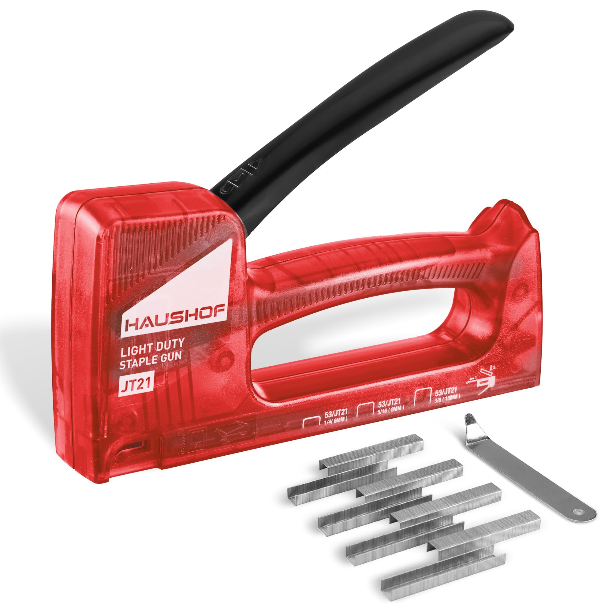 HAUSHOF Grapadora Manual y Quitagrapas Tipo 53, Pistola Grapadora Tapicero con 800 Grapas, para Madera, Tapicería, Plástico y Tela, Ajustable y Duradera, Ideal para Bricolaje y Reparaciones Rosa