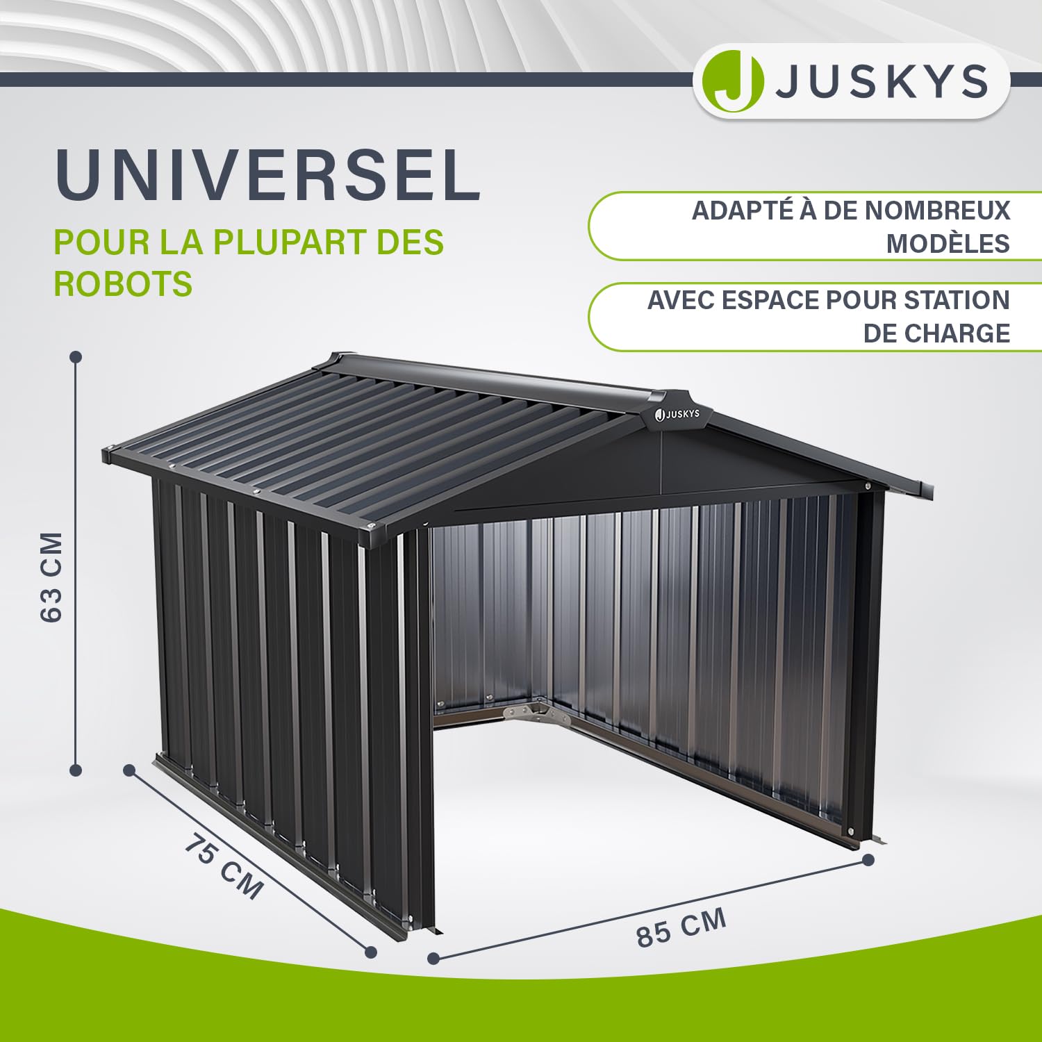 Juskys Garage en métal pour Tondeuse Robot, avec Toit à Deux pentes - 86 × 98 × 63 cm - Protection Contre Le Soleil et la Pluie pour tondeuses à Gazon - Anthracite - carport pour Tondeuse Robot