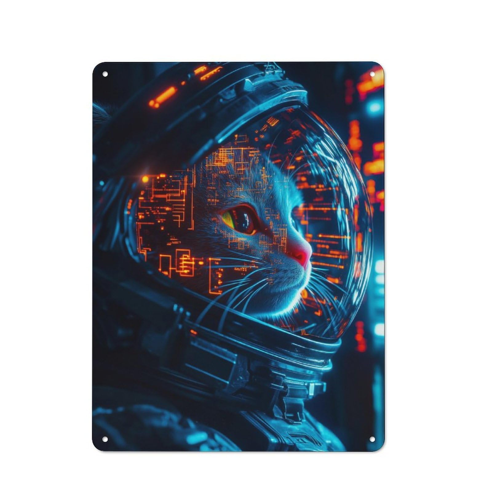 Junmoney Visionary Cat Astronaut Metal Plaque 40X30cm With For Pub Or Café, Retro Decor, For Pub Decor Enthusiasts Refreshing A Room In Autumn