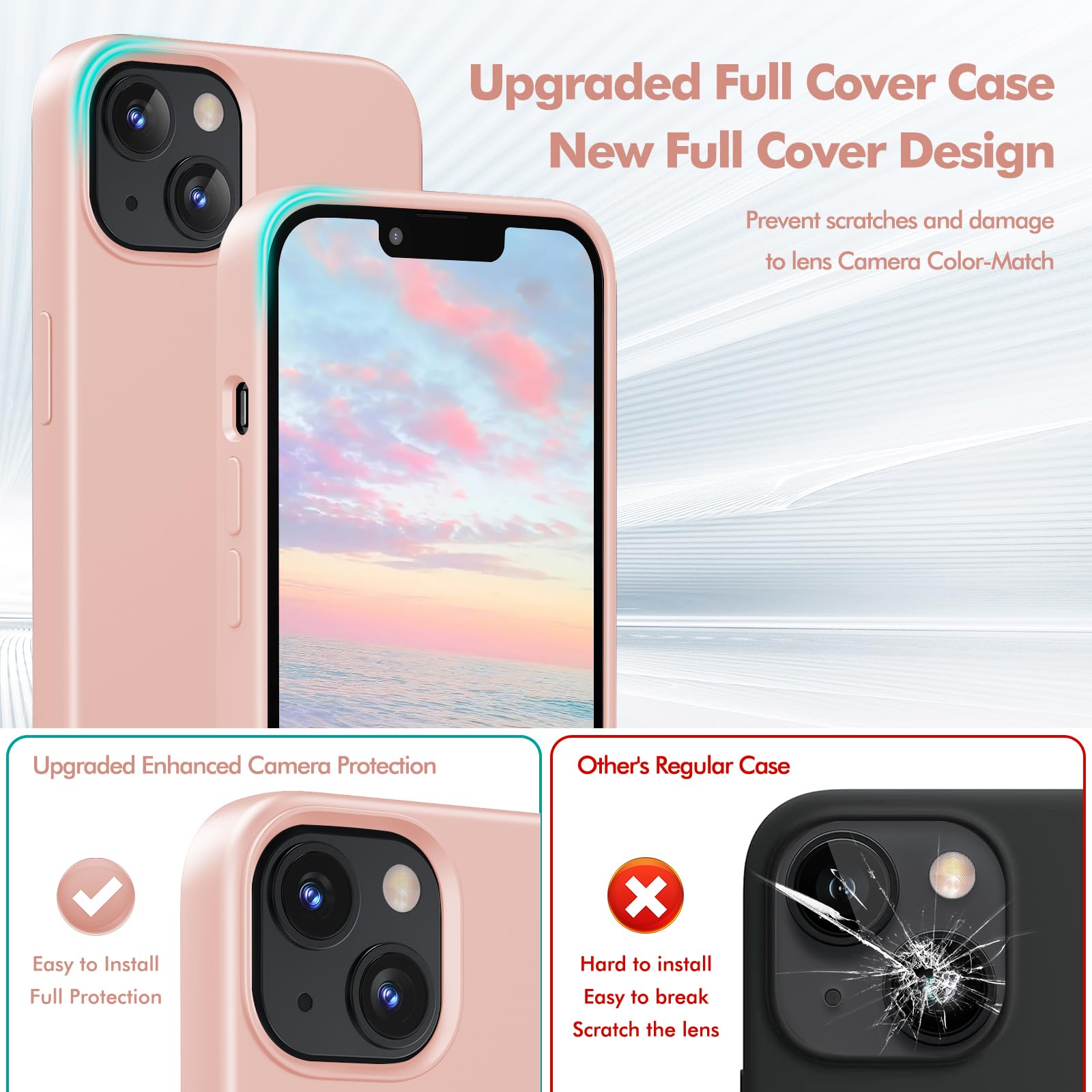 TIIXXE Silicone Case Compatible with iPhone 13 case Soft Ultra Slim Protective Shockproof Liquid Silicone Phone Case,Anti-Scratch Microfiber Lining - Image 3