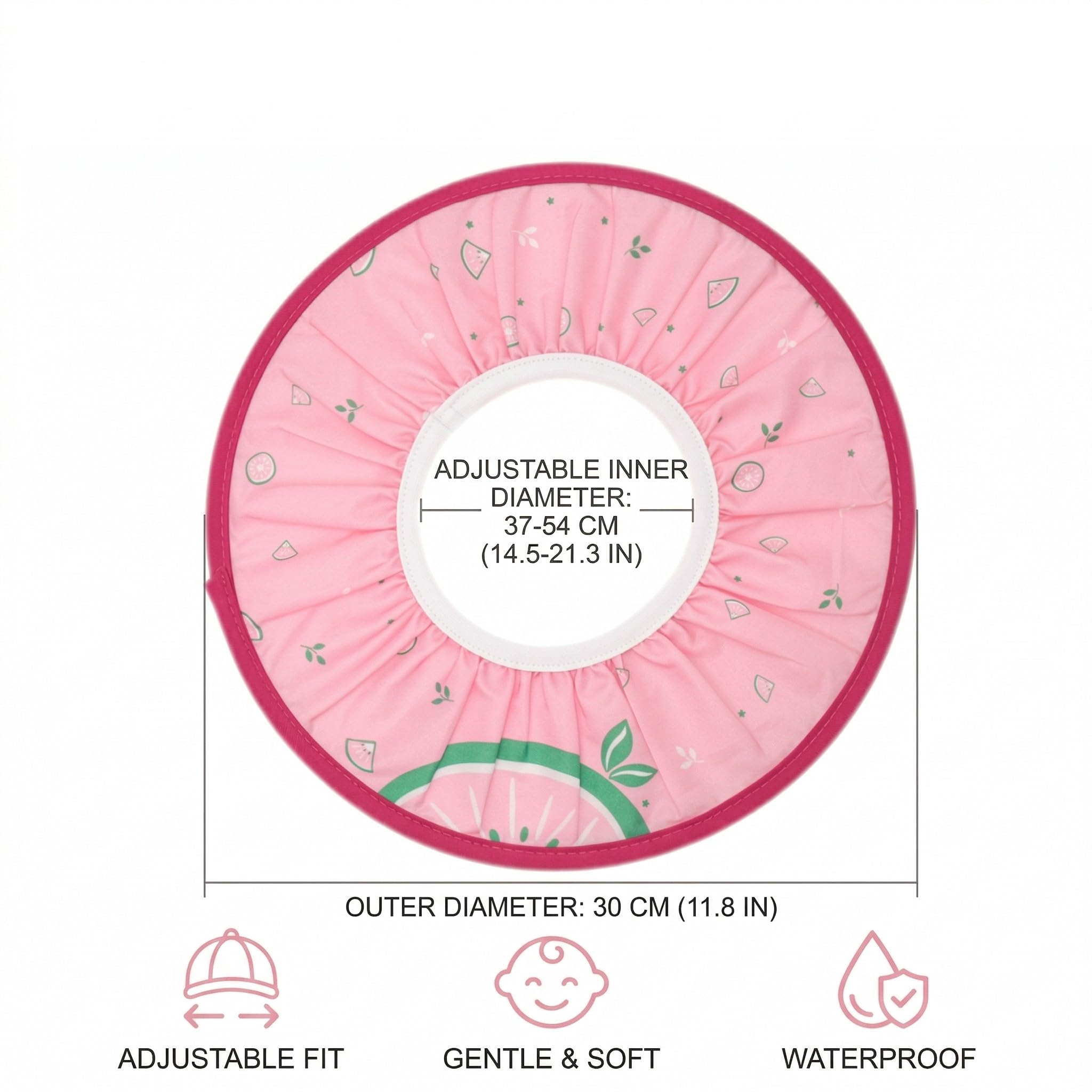 Cappello da Doccia per Bambini e Neonati Visiera da Bagno Regolabile Protezione Impermeabile Shampoo Cappello Morbido per Bagno (Diametro Interno 10 cm, Diametro Esterno 30 cm)(Rosa)