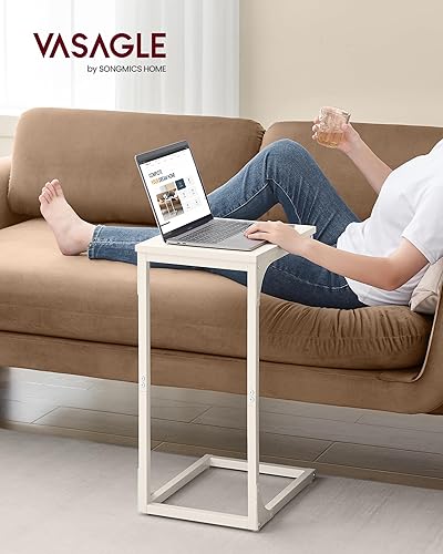 Miniatura 3 de VASAGLE C-Shaped End Table, Small Side Table for Couch, Sofa Table with Metal Frame for Living Room, Bedroom, Bedside, Cream White