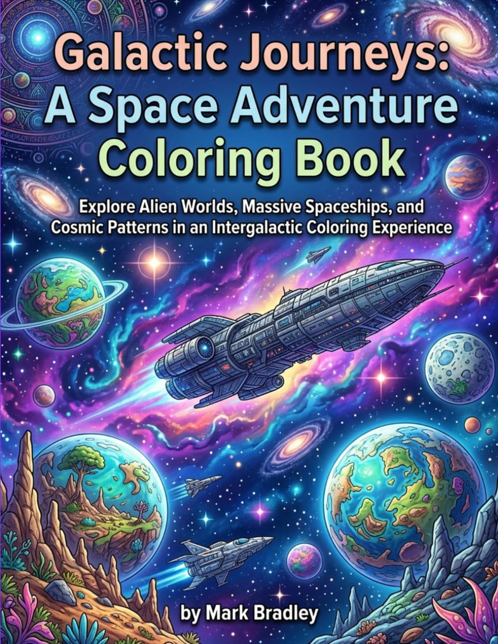 Galactic Journeys: Stellar Space Adventure Coloring Book for Kids and Adults: Explore Alien Worlds, Massive Spaceships, and Cosmic Patterns in an Intergalactic Coloring Experience