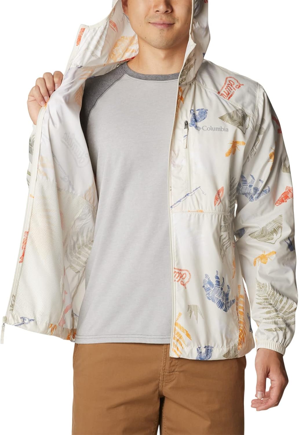 Columbia Men's Flash Forward Windbreaker, Chalk Wanderlandia P