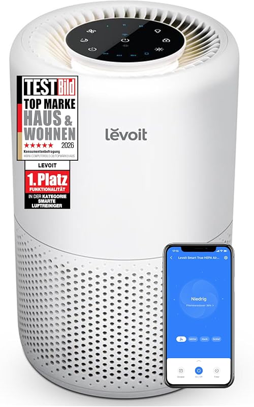 LEVOIT 3 az 1-ben HEPA légszűrő penészre, porpora, pollenre, szagra - hálószobai légtisztító app vezérléssel