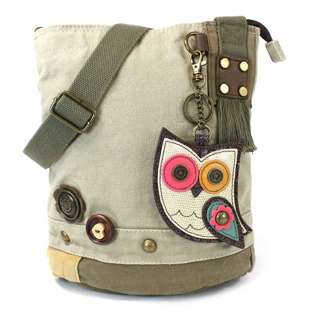 CHALA Patch Cross-Body Women Handbag, Canvas Messenger Bag Olive, Metal Charming Cross - Oliv, Medium — view 50
