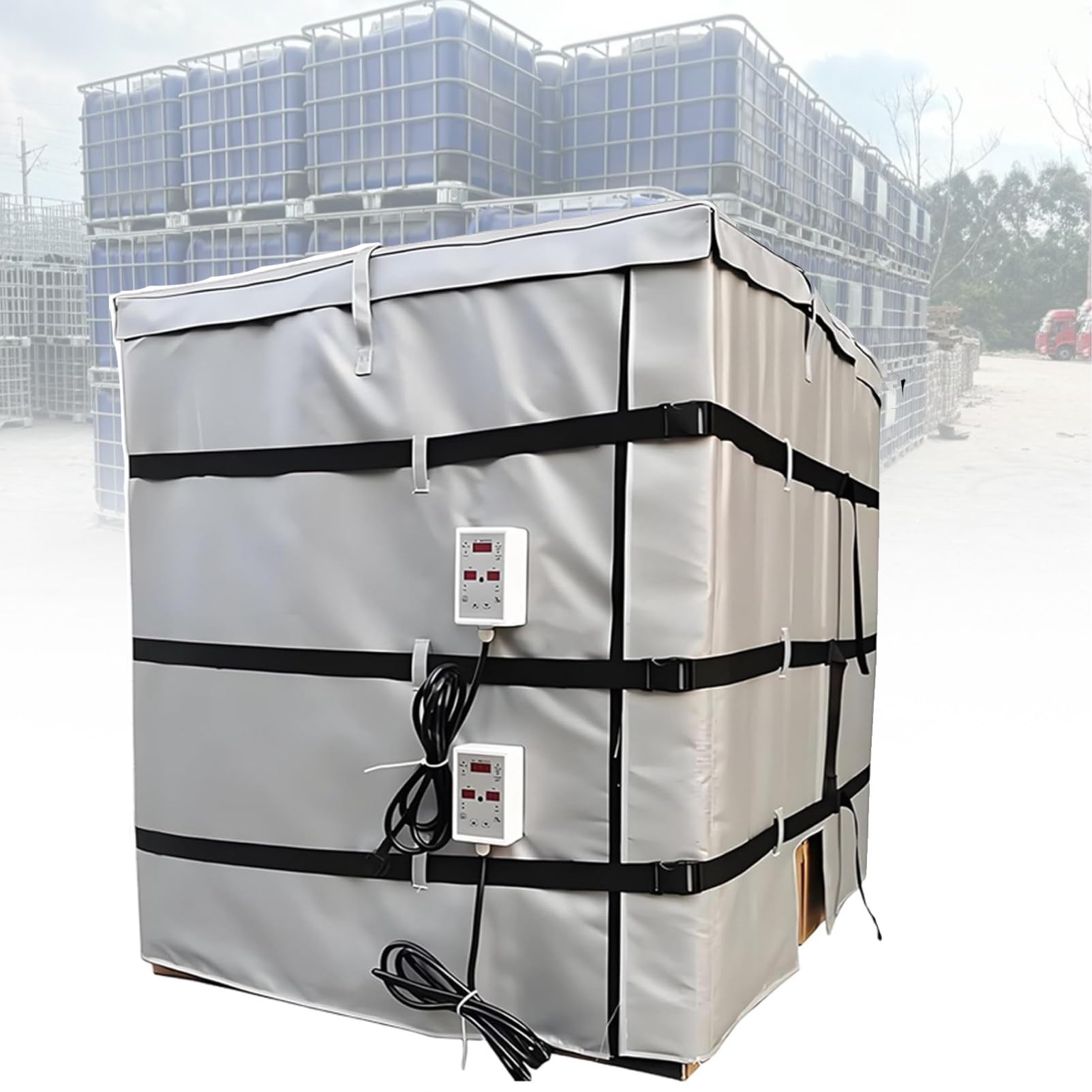 YNBSHGAA IBC Tank Heating Jacket, Detachable Industrial Drum Heating Blanket, Max 120℃, for IBC Plastic Tank Pipes, 1000L/275Gal,1000L/275Gal