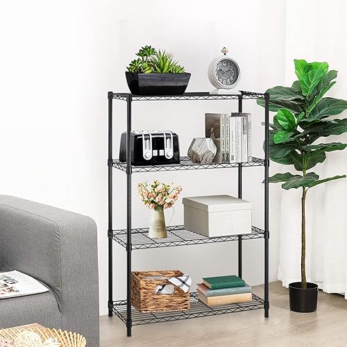 Miniatura 2 de Estante de metal ajustable con certificación NSF para almacenamiento para lugares pequeños, restaurante, garaje, despensa, cocina, cochera (negro,