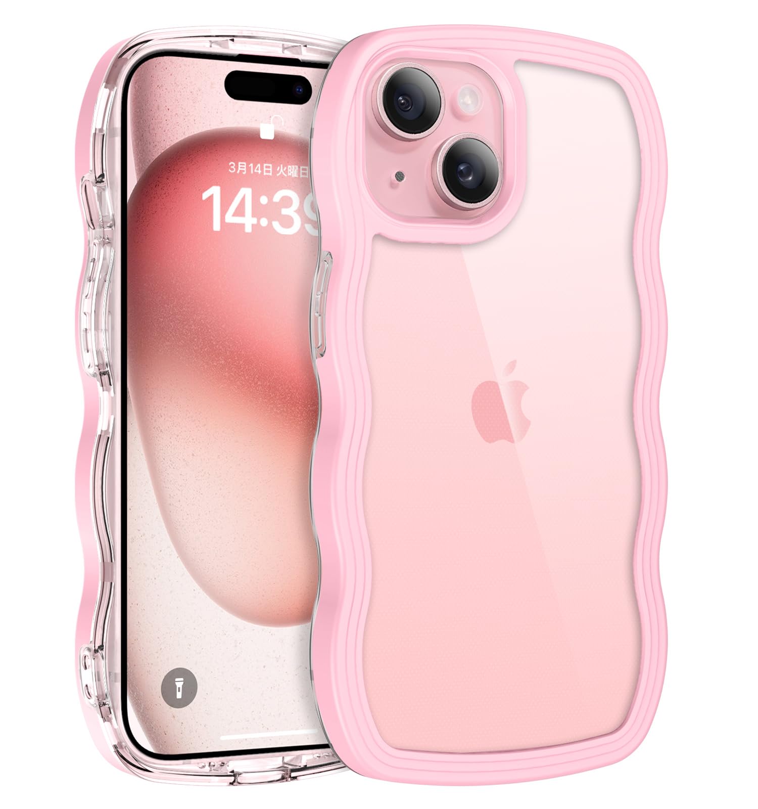 iPhone 15 透明ピンクケース付き iPhone 15 透明ピンクケース付き