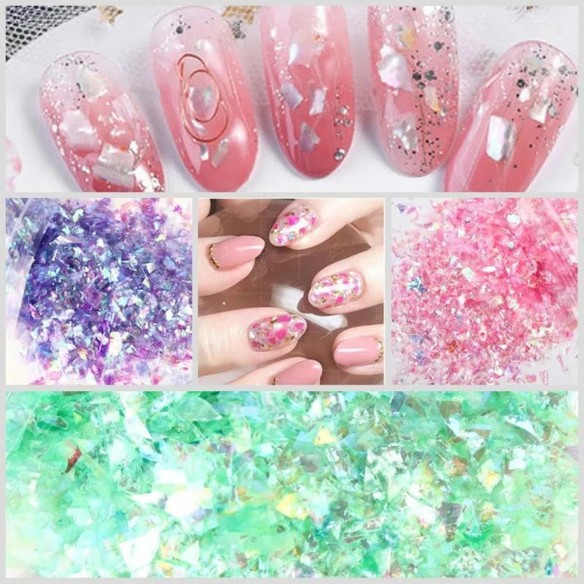 500g olografico misto carta conchiglia grosso glitter per unghie paillettes fiocchi scintillanti fette manicure corpo occhi viso glitter-azzurro-500g