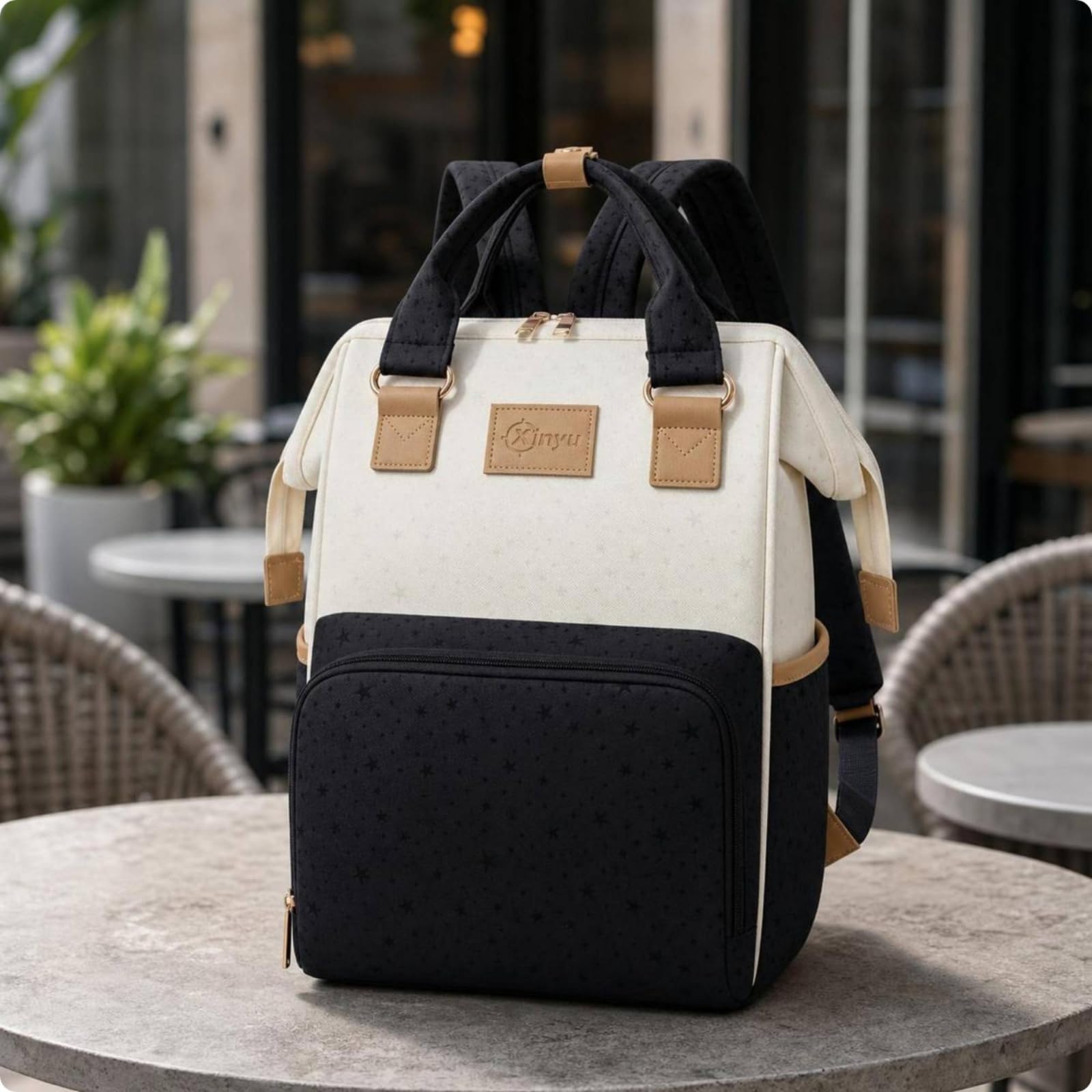 Zaino Fasciatoio con Tasche Pratico Zaino Facile da Pulire Borsa Fasciatoio per Mamme, Neonati, Asilo Nido, Array, Nero