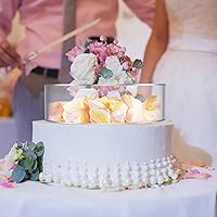 Vista 7 de Sintuff 3 Piezas Soporte Acrílico para Pasteles con Luces LED 6.7'', 8.6'', 10.6'' Transparente Rellenable Elevador de Pasteles Redondo Caja de 3