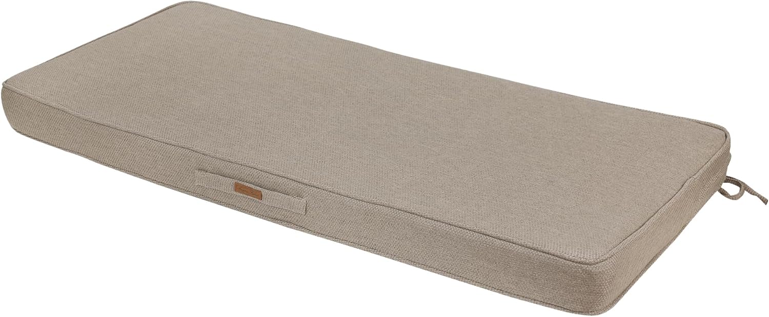 Magpie Fabrics Outdoor Bench Cushion 48 x 18 Inches, Settee Loveseat Pads with Handle and Ties for Garden Patio Backyard Porch Sofa Couch Swing (Brown) Brown 48"W x 18"D x 3"Thick