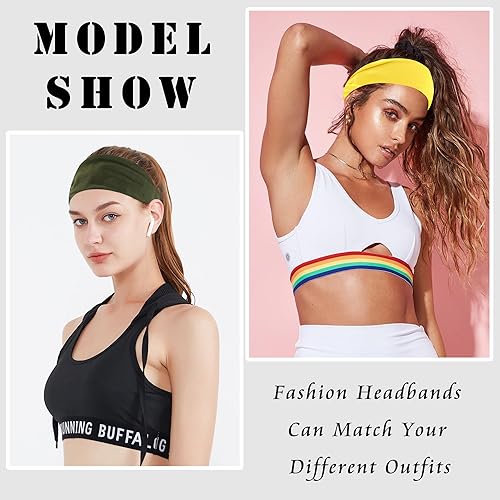 Miniatura 3 de FULZTEY Diademas bohemias con estampado africano, bandas anchas para la cabeza, turbante elástico, con estampado floral, bandanas antideslizantes