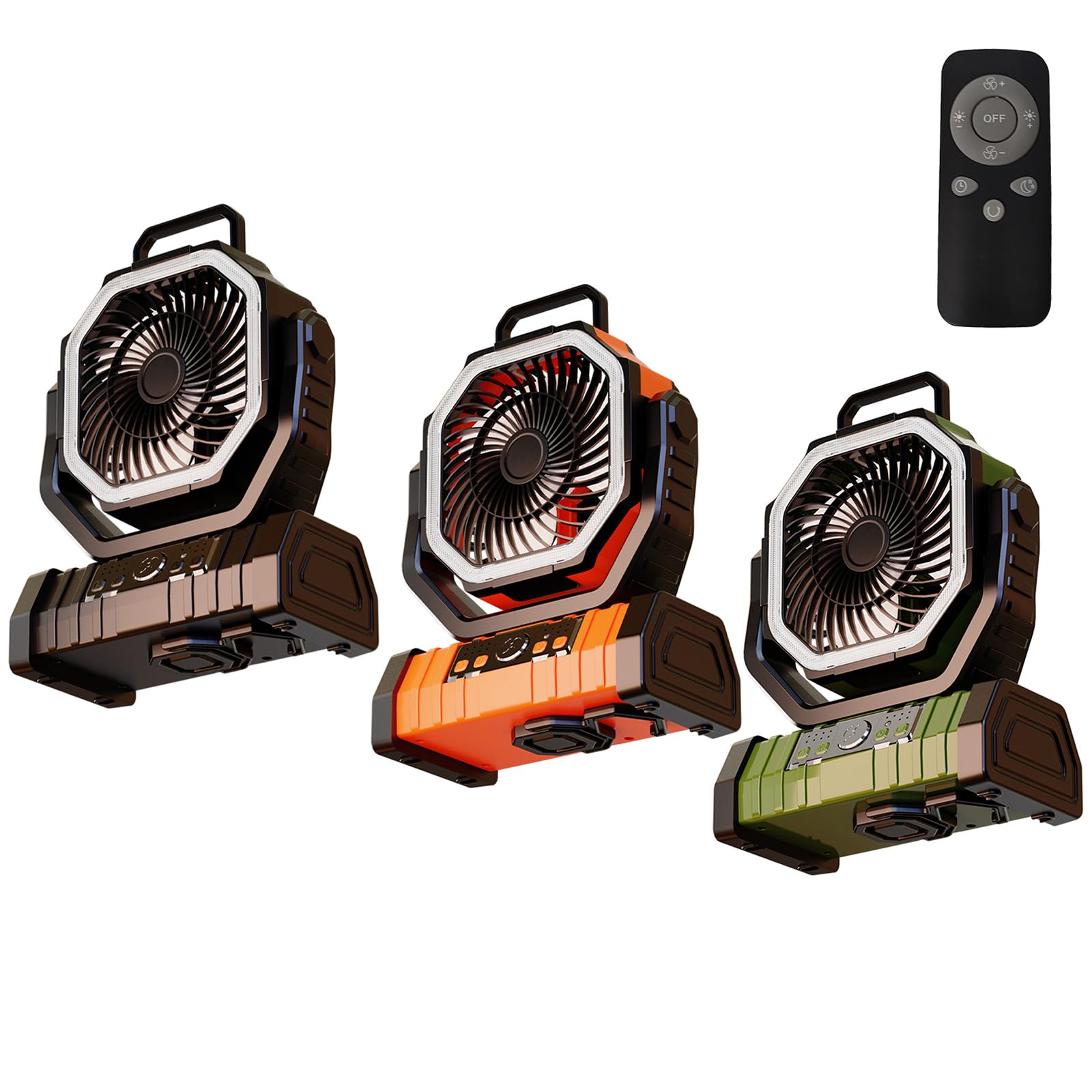 Ventilatore per tenda con luce a LED, alimentato a batteria, ricaricabile tramite USB, 20000 mAh, potente per campeggio e interruzioni di corrente, ventilatore ricaricabile