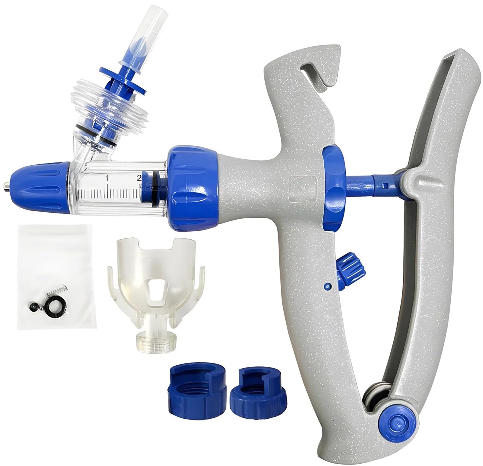 Veterinary Adjustable Continuous Syringes, Livestock Syringe Animal Injector Gun, Precision Injection with Bottle Adapter(A,2ML)