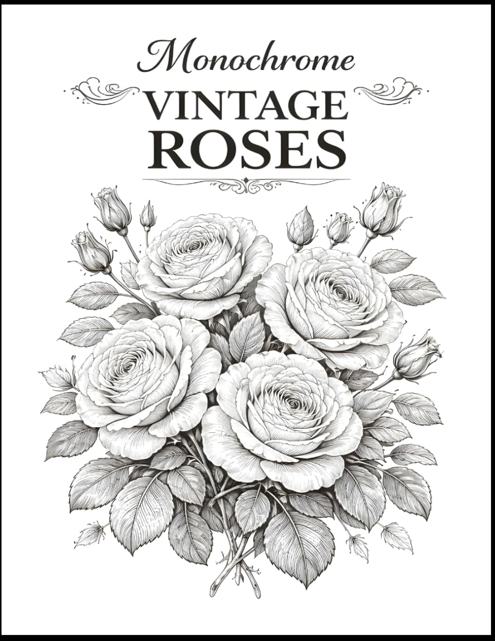 Monochrome Vintage Roses: Elegant Black and White Rose Illustrations for Relaxation, Mindfulness, and Creative Coloring (The Monochrome Garden Coloring Series)