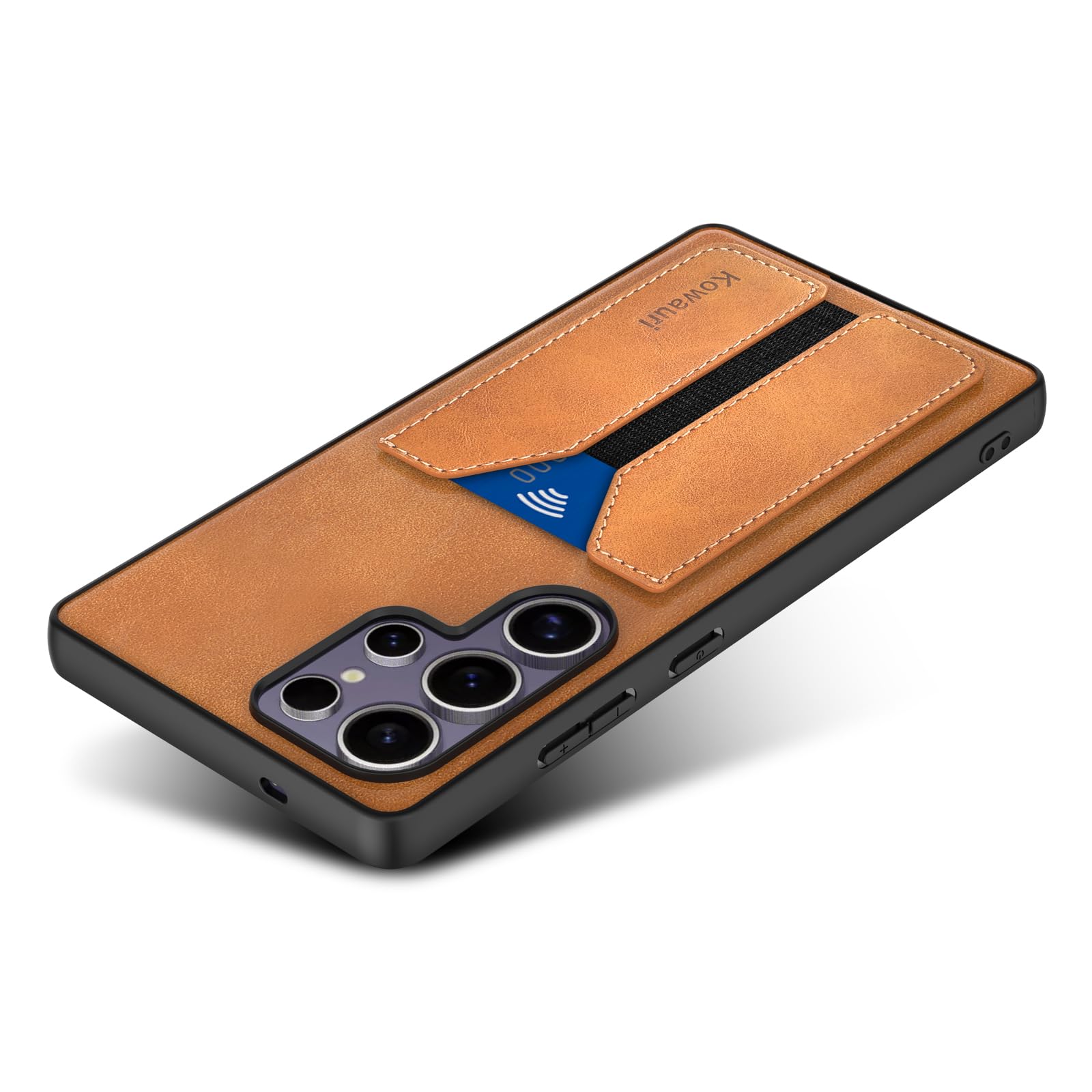 Kowauri PU Leather Wallet Case with Card Slot for Samsung Galaxy S25 Ultra Brown