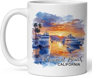 Newport Beach California Ceramic Coffee Mug 11oz Riviera of the West - Tea Coffee Mug with Comfortable Grip - Unique Travel Gift Cup for Office or Home - Vibrant Long-Lasting Print ID44991