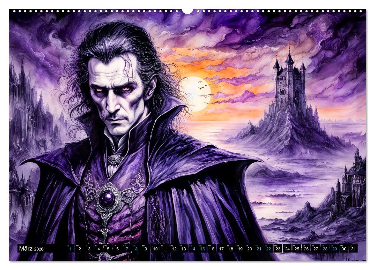 Finsternis der Vampire - Mystischer düsterer Fantasy Kalender (hochwertiger Premium Wandkalender 2026 DIN A2 quer), Kunstdruck in Hochglanz: ... einzigartigen Kalender (CALVENDO Glaube)