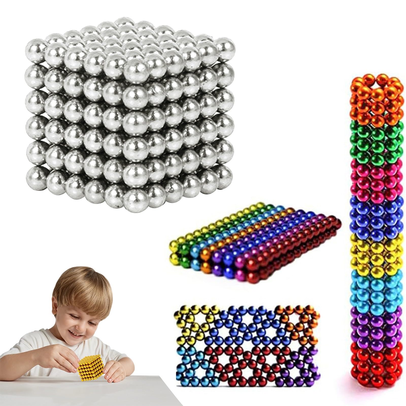 HMifjUM Magnetic Balls Fidget Toys for Adults & Teens - Textured Silicone Stress Relief Toy for for Fingers Hands, Silicone Textures Gadgets Office Desk Toy,Travel Toy (White,216 PCS)