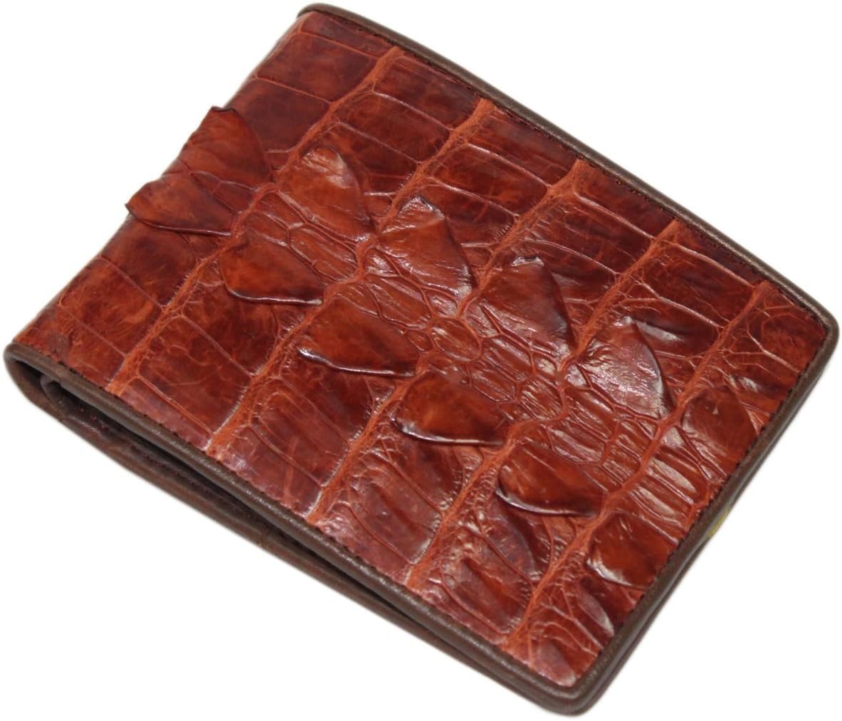 Genuine Crocodile Alligator Skin Leather Men's Bifold Wallet Red Brown