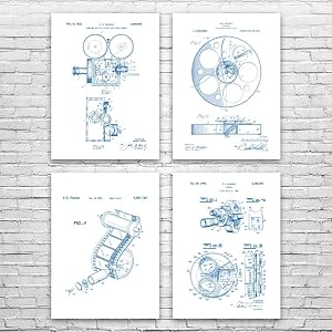 Film Production Patent Posters Set of 4 16x20 Hollywood Decor Film Director Actor Gift Home Theater Art Cameraman