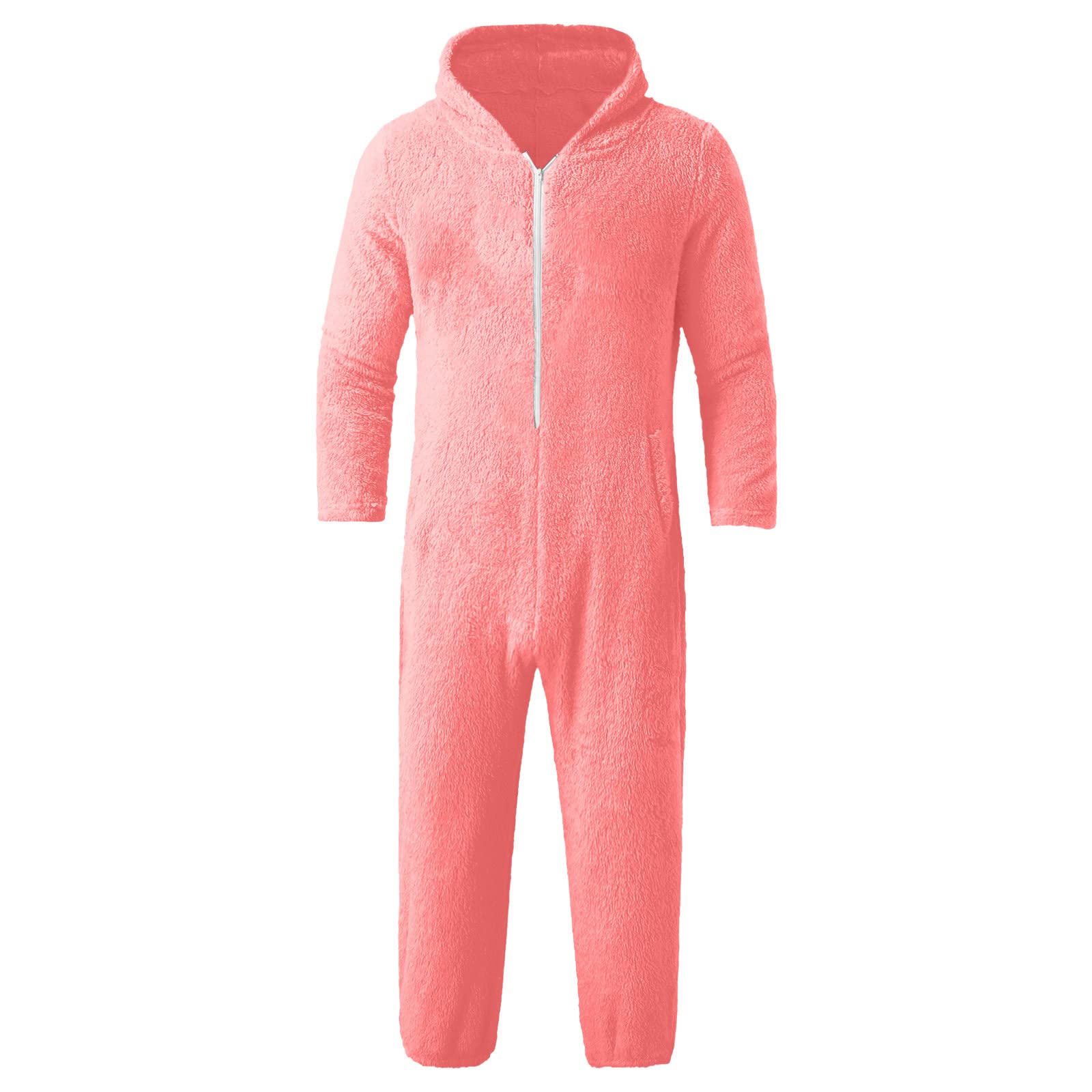 Tuta da uomo Onesie, tuta intera da casa, in cotone, per cosplay e cosplay, in pile, pigiama intero con chiusura lampo e cappuccio