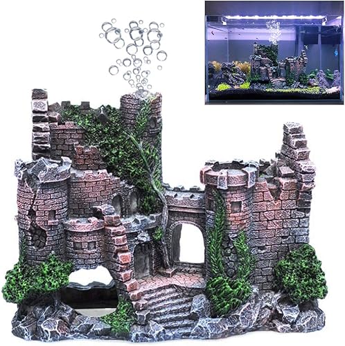 fazhongfa Decoración de pecera de castillo de acuario para decoración de pecera Betta Fish adorno de peces pequeños y medianos, accesorios de