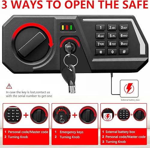 Miniatura 4 de 3.4 Cub Large Safes for Home Use, Digital Home Safe Box Fireproof Waterproof with Programmable Keypad, Spare Keys and Removable Shelf, Anti-Theft