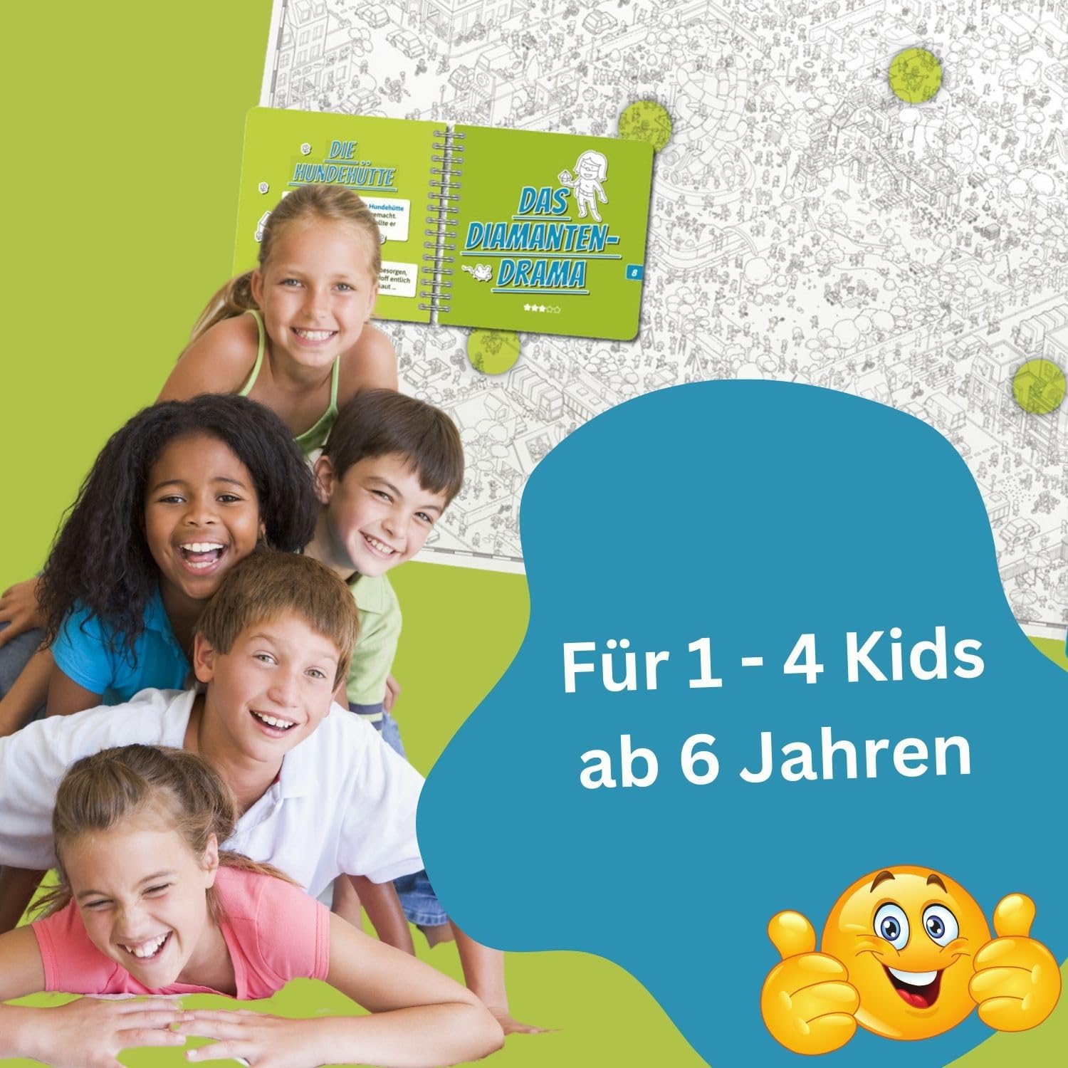 Edition Spielwiese, MicroMacro Kids: Der verrückte Stadtpark, Familienspiel für Junge Detektive, Spannendes Wimmelbildspiel, Fördert Teamarbeit und Kreativität, Für 1–4 Spieler ab 6 Jahren