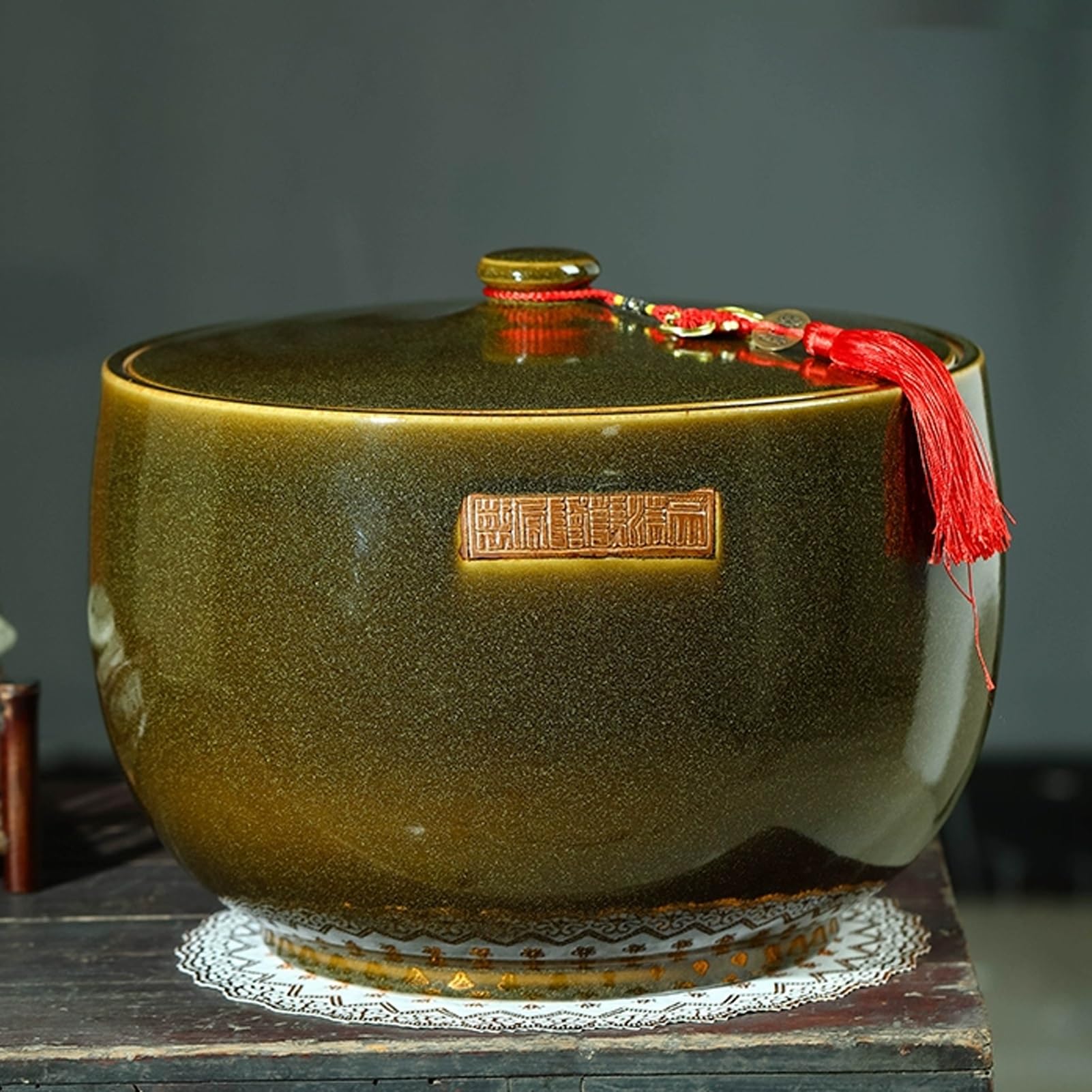 Botes Cocina Almacenaje, Recipiente Cilíndrico para Almacenar Alimentos con Tapa, Dispensador de Alimentos con Caja de Almacenamiento de Arroz China, para Cereales, Café y Té(Green A,10kg)